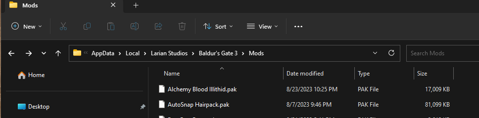 Image of mods folder