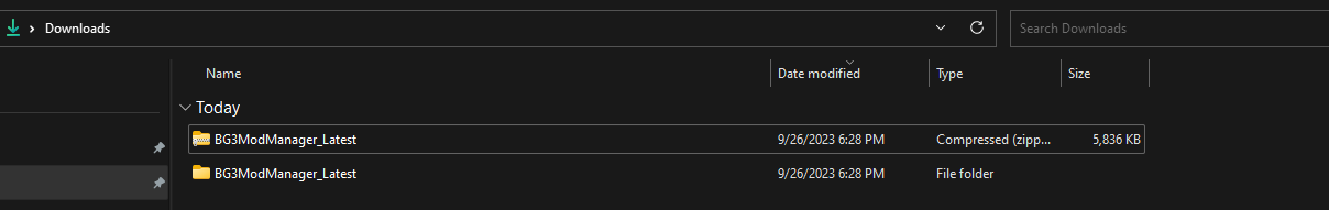Image containing file browser with BG3MM files